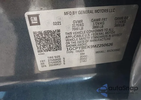 2021 Chevrolet Silverado K1500 Custom from USA, damaged, VIN 1GCPYBEK9MZ250626